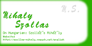mihaly szollas business card